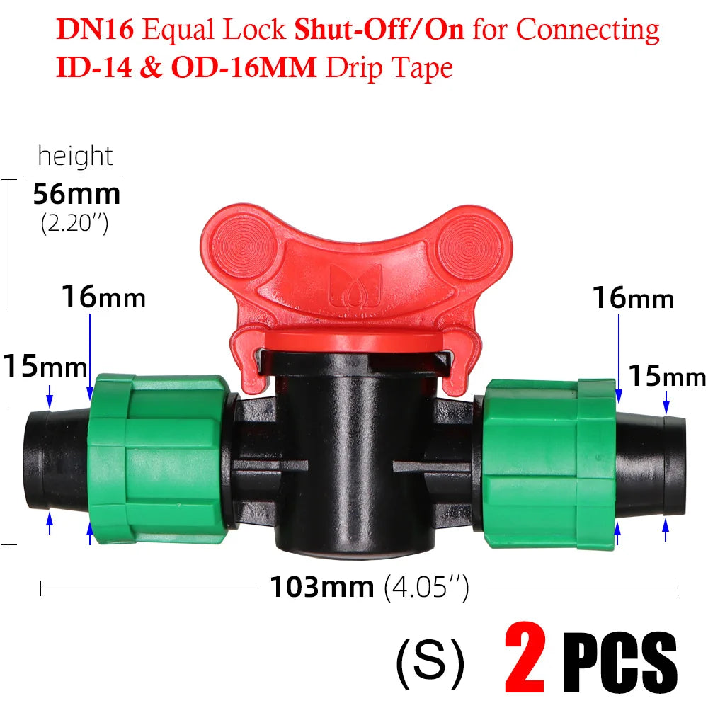 16mm 20mm 25mm 4/7mm 8/11mm Shut-off Valve Garden Hose Waterstop Barb Connector 1/4'' 1/2'' 3/4'' Drip Irrigation Valve Fittings