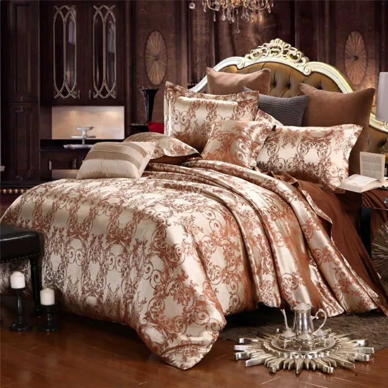 Claroom Jacquard Bedding Set Queen King Size Duvet Cover Bed set Quilt High Quality Luxury Gold Colour 2/3pcs Comforter