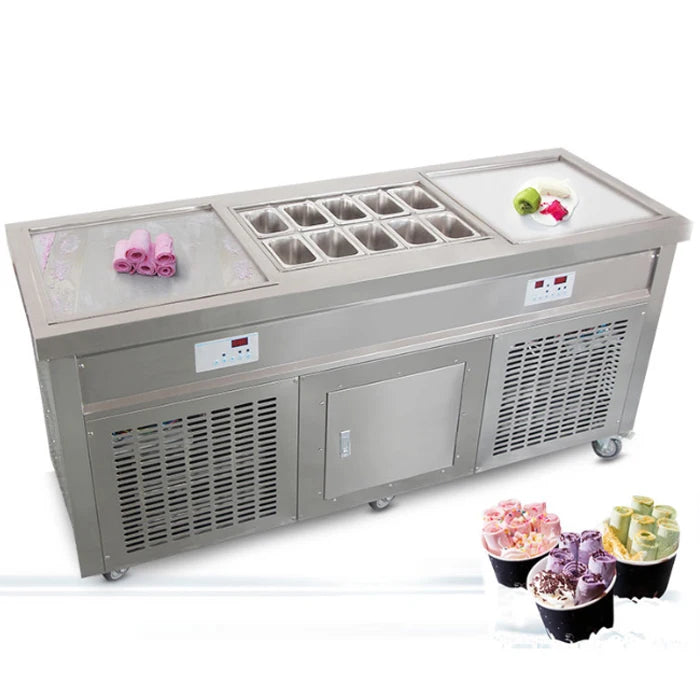 Commercial Double Pans Frozen Fogurt Ice Cream Machine/Fried Ice Cream ...