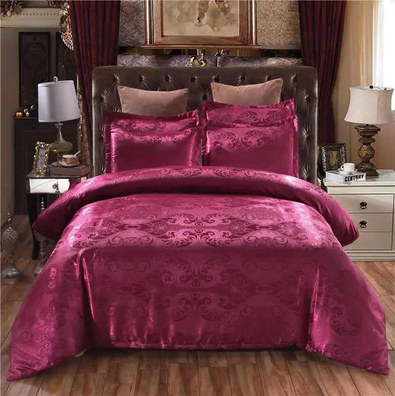 Satin Jacquard Bedding Set Luxurious Solid European Style Duvet Cover King Queen Bed Pillowcases 2020 New