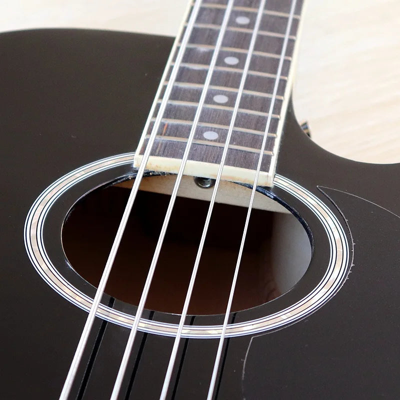 Acoustic Electric Bass Guitar 4 String High Gloss Acoustic Bass 43 Inch Natural Color Black Color Cutaway Bass Guitar with EQ