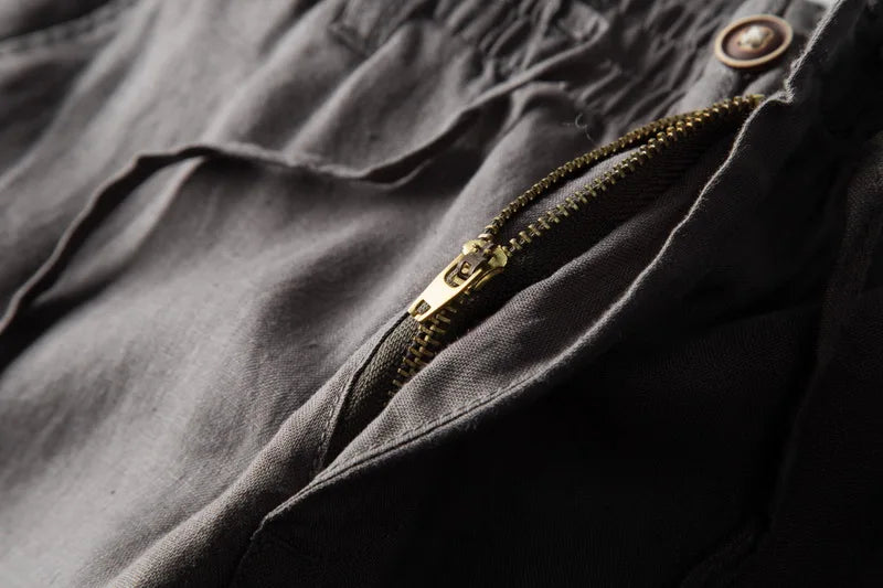 Italy 100% linen brand pants men casual fashion trousers for men solid elastic waist pants mens trend breathable trousers men