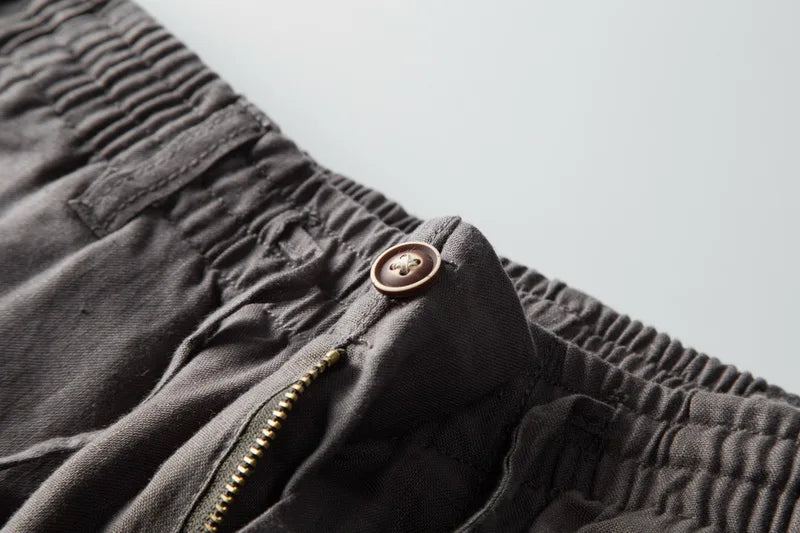 Italy 100% linen brand pants men casual fashion trousers for men solid elastic waist pants mens trend breathable trousers men