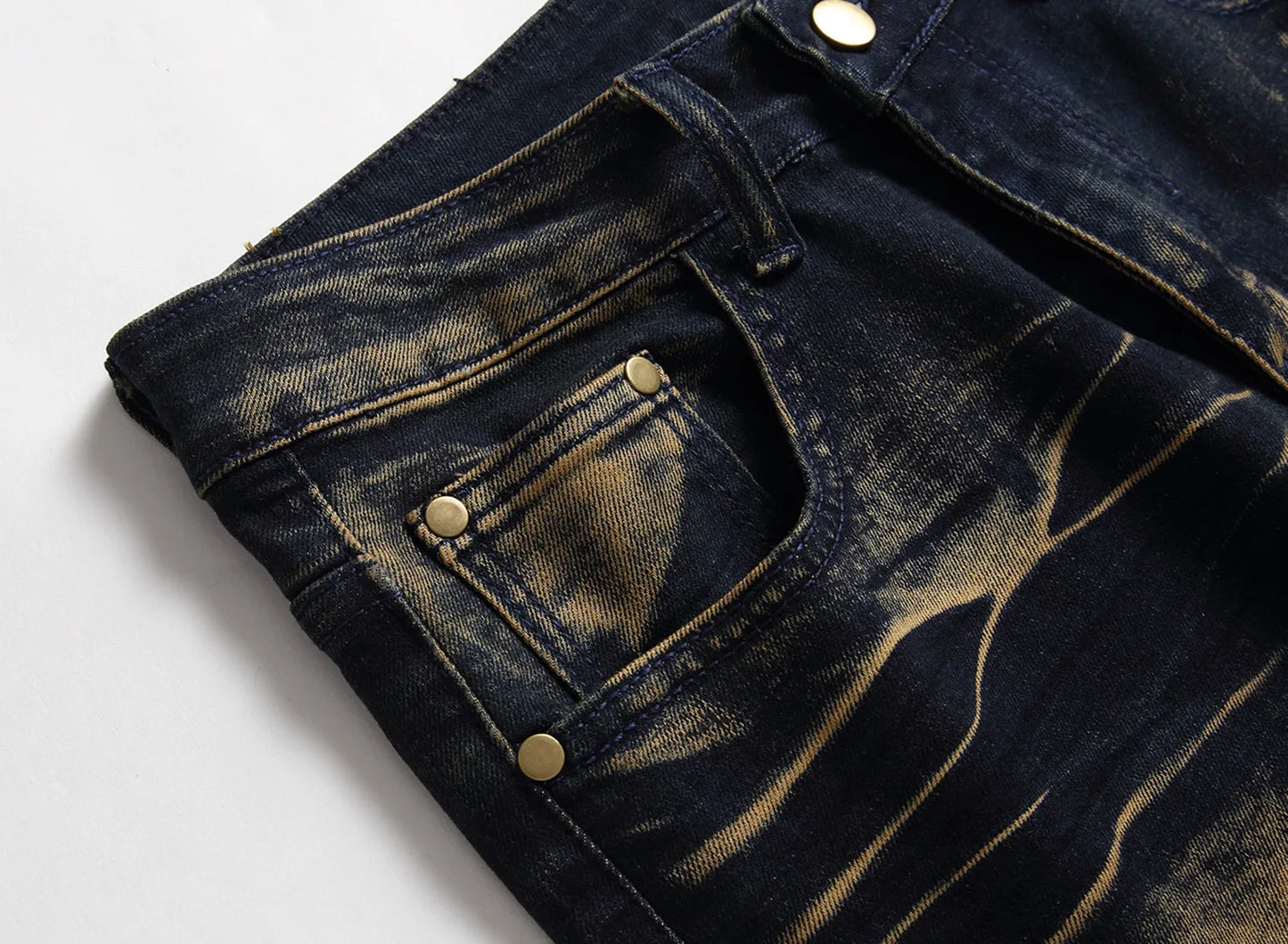 2022 European and American Fashion Men's Brand Biker Jeans Original Retro Stretch Straight Men Denim Trousers Plus Size 29-42