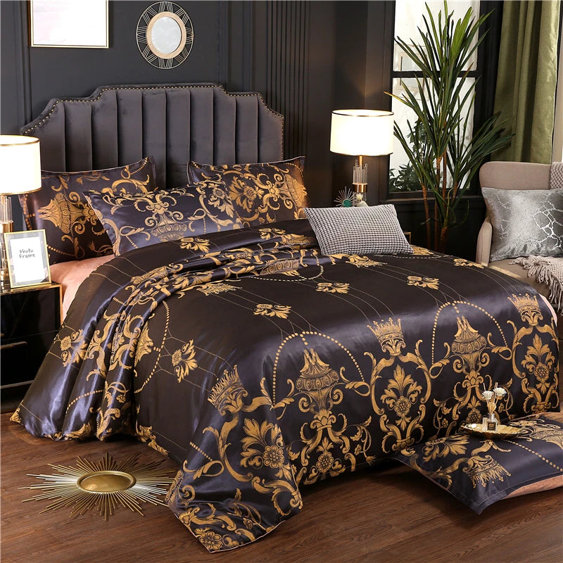 Luxury Jacquard Bedding Set King Size Duvet Cover Quilt Set Queen Comforter Bed Gold Quilt Cover High Quality For Adults