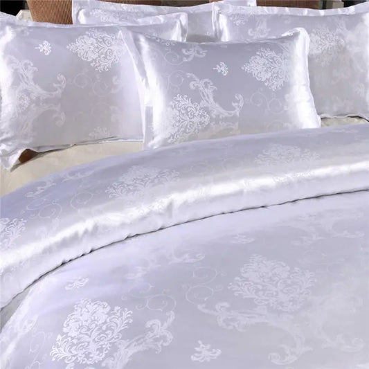 Satin Jacquard Bedding Set Luxurious Solid European Style Duvet Cover King Queen Bed Pillowcases 2020 New