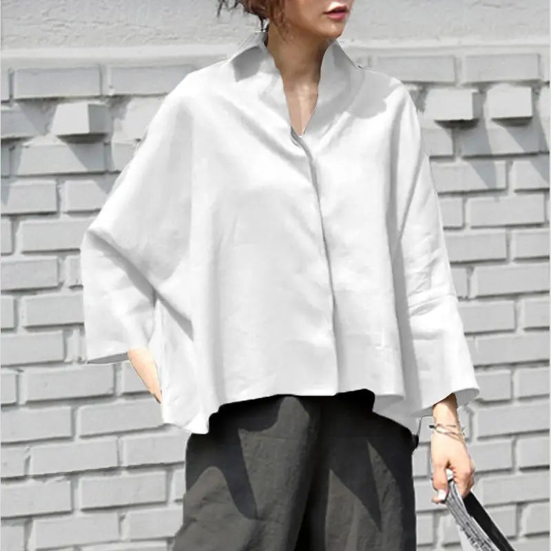Casual Long Sleeve Shirts Women Blouse 2023 VONDA Lapel OL Style Elegant Tunic Tops Oversized Casual Solid Loose Party Blusas