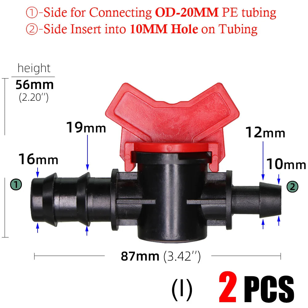 16mm 20mm 25mm 4/7mm 8/11mm Shut-off Valve Garden Hose Waterstop Barb Connector 1/4'' 1/2'' 3/4'' Drip Irrigation Valve Fittings