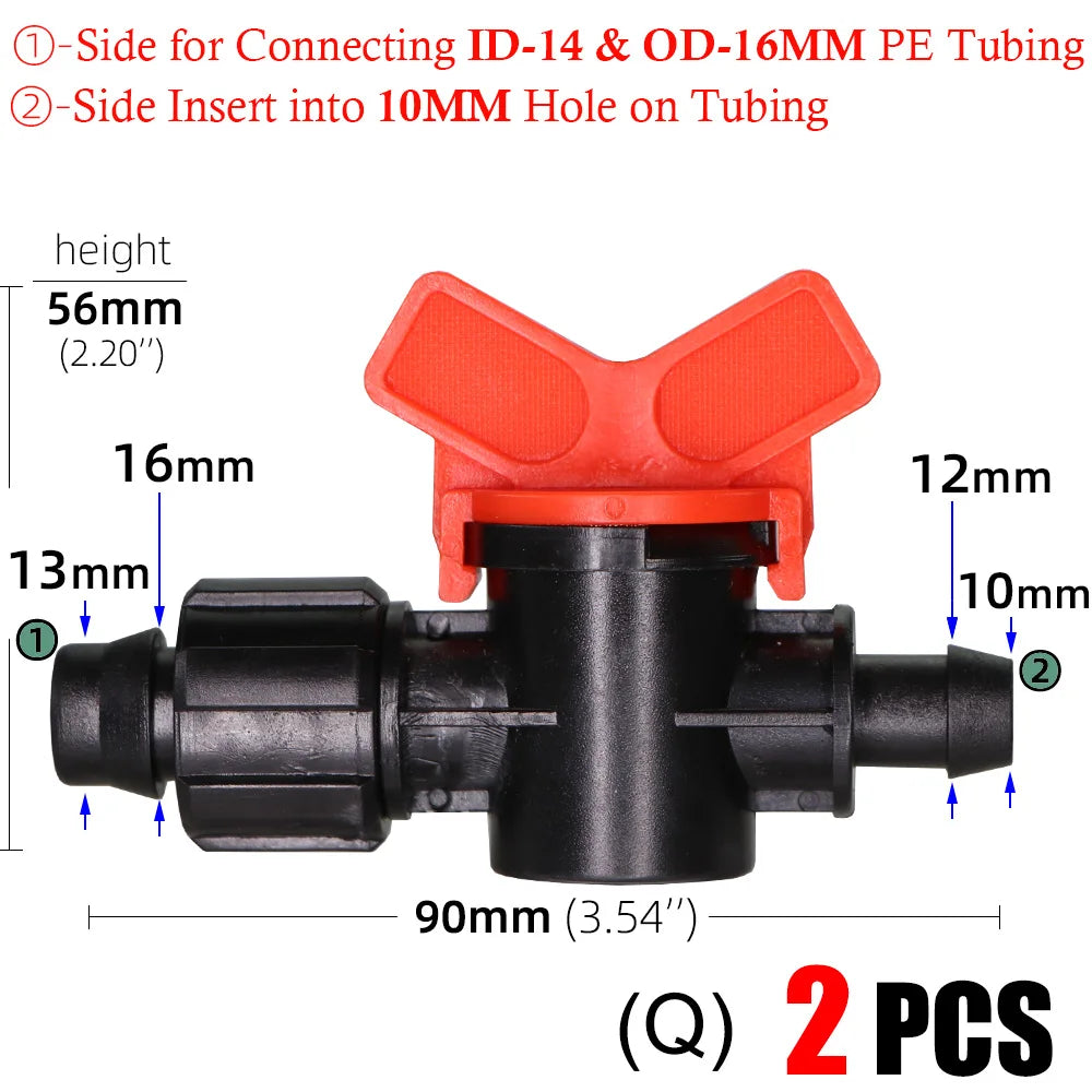 16mm 20mm 25mm 4/7mm 8/11mm Shut-off Valve Garden Hose Waterstop Barb Connector 1/4'' 1/2'' 3/4'' Drip Irrigation Valve Fittings