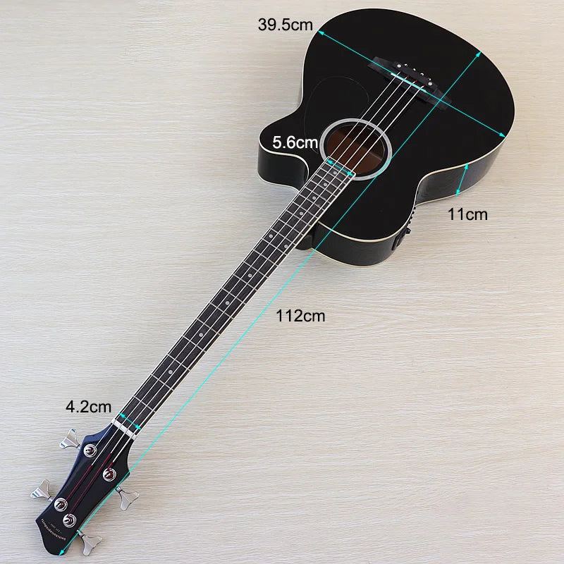 Acoustic Electric Bass Guitar 4 String High Gloss Acoustic Bass 43 Inch Natural Color Black Color Cutaway Bass Guitar with EQ