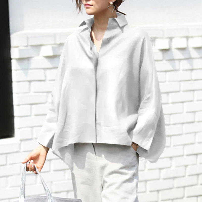 Casual Long Sleeve Shirts Women Blouse 2023 VONDA Lapel OL Style Elegant Tunic Tops Oversized Casual Solid Loose Party Blusas
