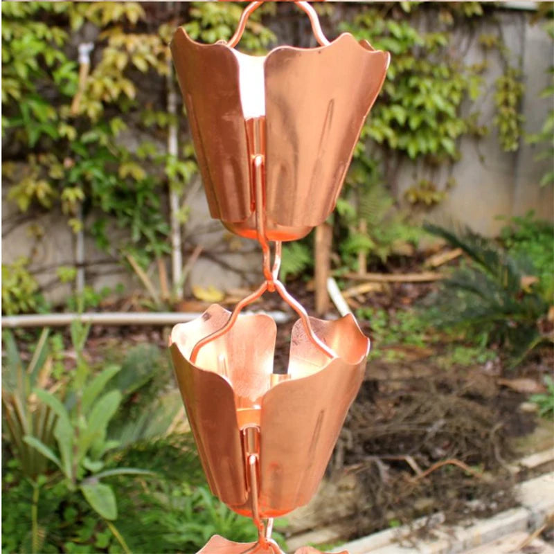 2.6m Copper Falling Water Diversion Chain Rain Bell Temple Eaves Drainage Chain Homestay Villa Courtyard Garden Rain Guide Chain