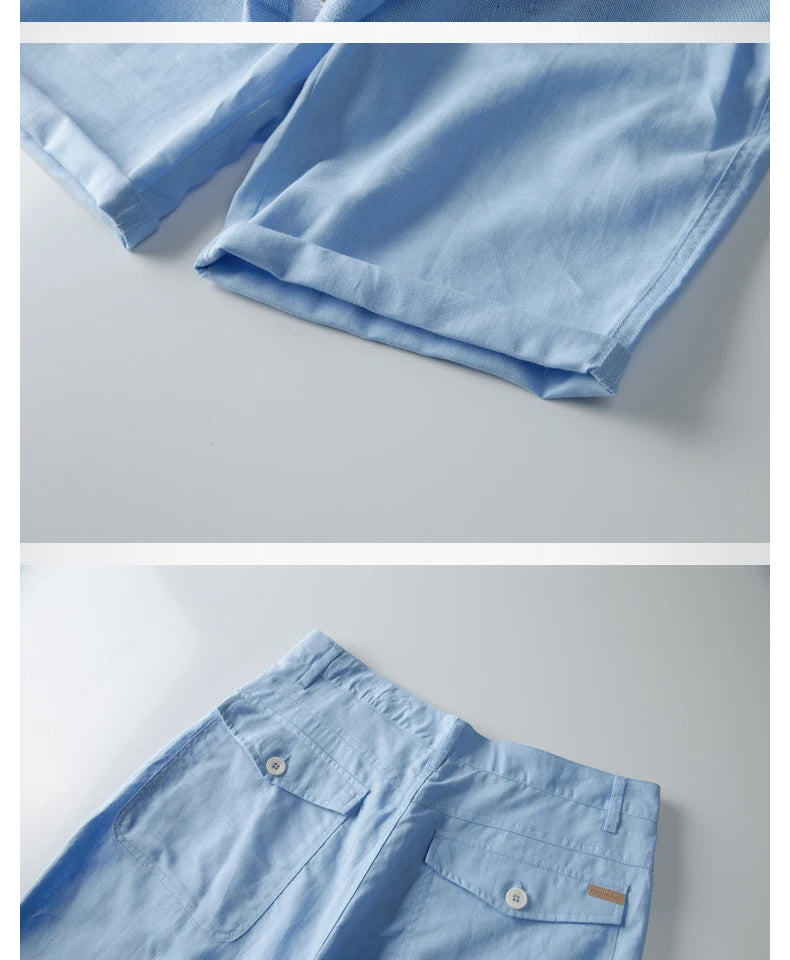 Designer new linen shorts men casual beach short men brand wild leisure solid Cargo shorts for men bermuda masculina bermudas