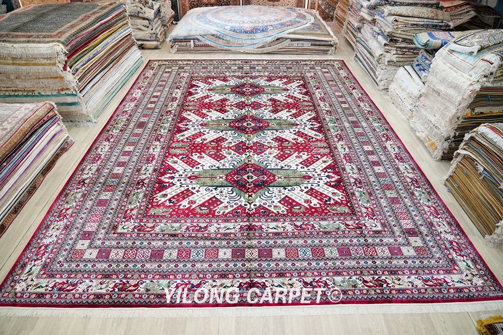 Yilong 14'x20' Oversize Silk Oriental Rug Handwoven Afghan Rug Carpet Home Office (TJ325A)