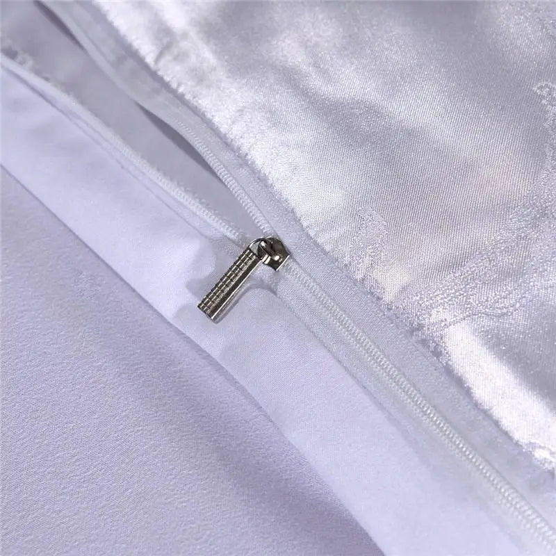 Satin Jacquard Bedding Set Luxurious Solid European Style Duvet Cover King Queen Bed Pillowcases 2020 New