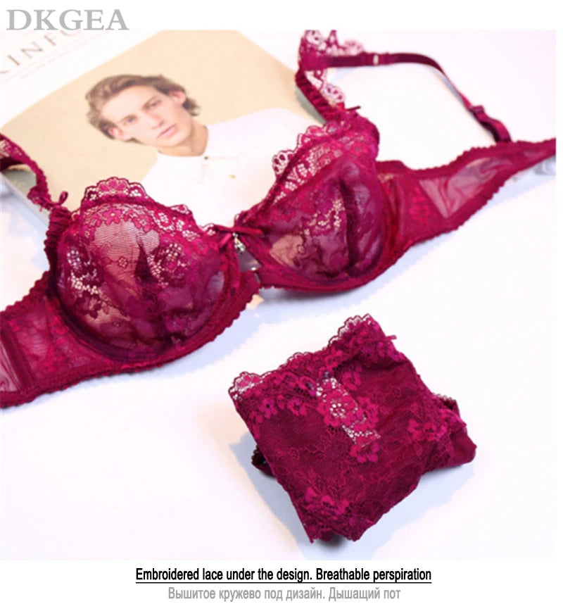 2020 New Lace Bra Set Transparent Plus Size C D Cup Underwear Women Ultrathin Sexy Lingerie Set Black Brand Bra And Panty Set