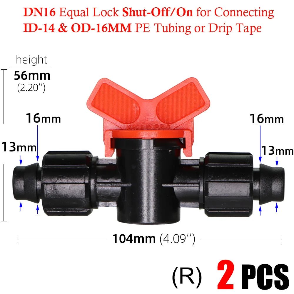 16mm 20mm 25mm 4/7mm 8/11mm Shut-off Valve Garden Hose Waterstop Barb Connector 1/4'' 1/2'' 3/4'' Drip Irrigation Valve Fittings