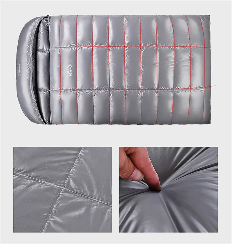 2 Person White Goose Down Filled Camping Or Home Sleeping Bag Thin Suitable For Warm Weather Size 220 X 130cm Large Space