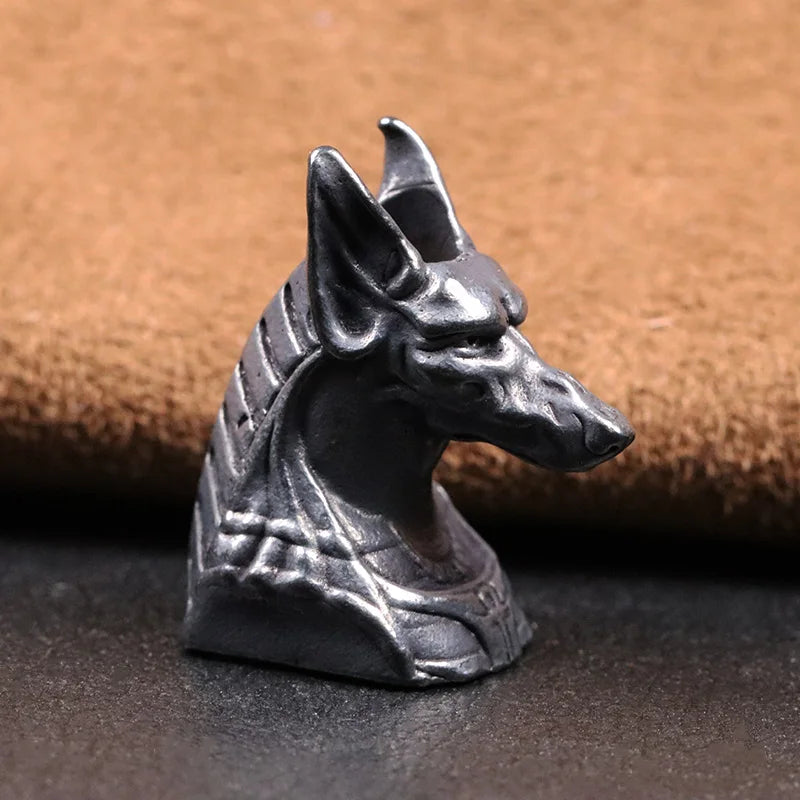 Ancient Egypt Death God Anubis Jackal Head Brass EDC Knife Beads DIY Paracord Woven Lanyard Pendants Jewelry Outdoor Accessories