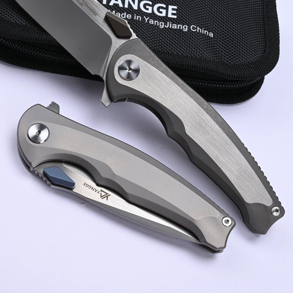 YANGGE RIHE Design YG004 Folding Knife M390 Blade TC4 Titanium Handle Camping Outdoor Fishing Hiking Tactics Survivval EDC Tools