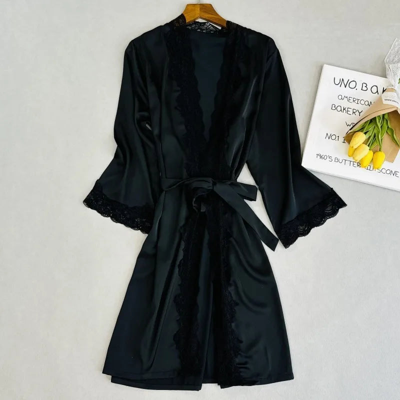 Wedding Bridesmaid Team Pajamas Set Lace Patchwork Home Clothes Ice Silk Pyjamas Suit Women Sleepwear Sexy Cami Top&pants