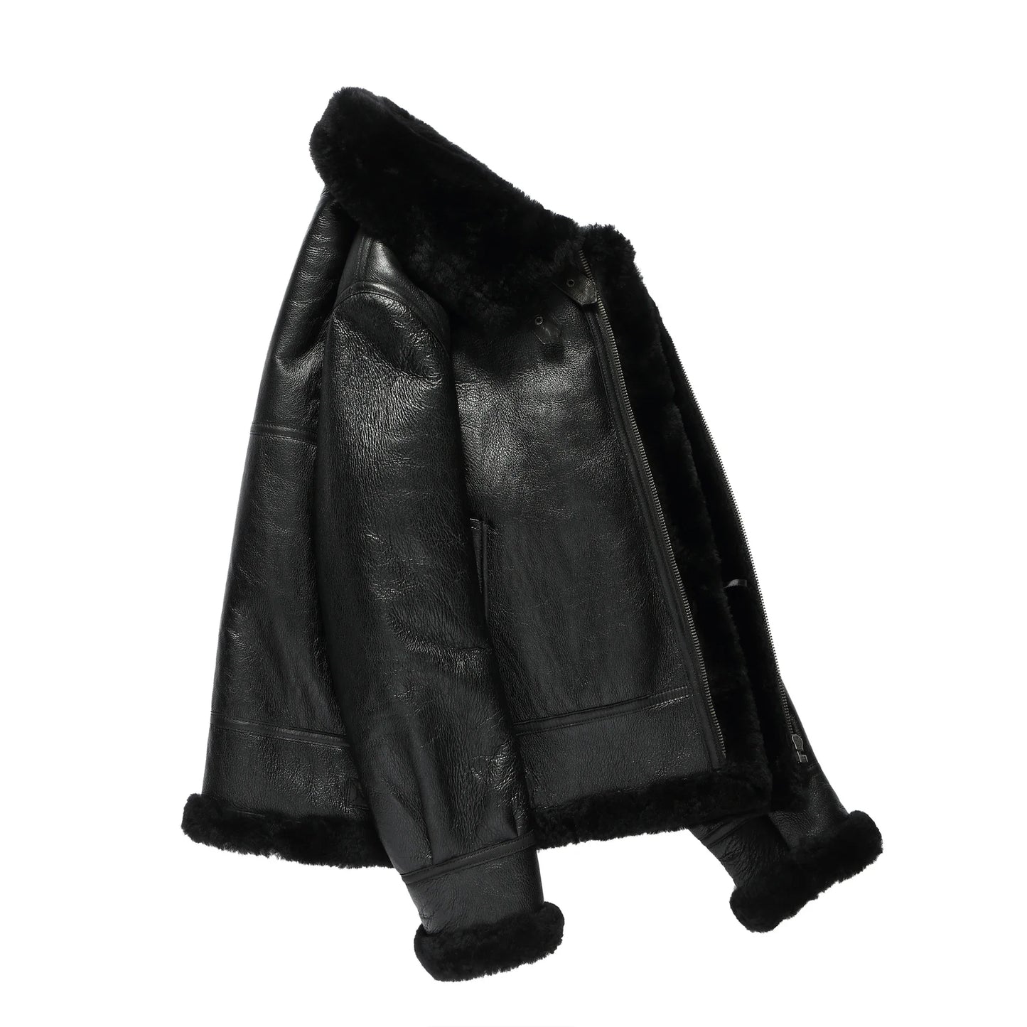 100% Natural Sheepskin Leather Jacket Winter Coat Real Fur Warm Explosive Style Sherpa Men's Large Motorcycle Fashion