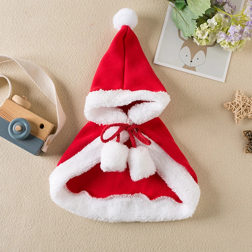 Winter Cat Costume Santa Cosplay Funny Transformed Cat Dog Pet Christmas Cape Dress Up Clothes Red Scarf Cloak Props Decoration