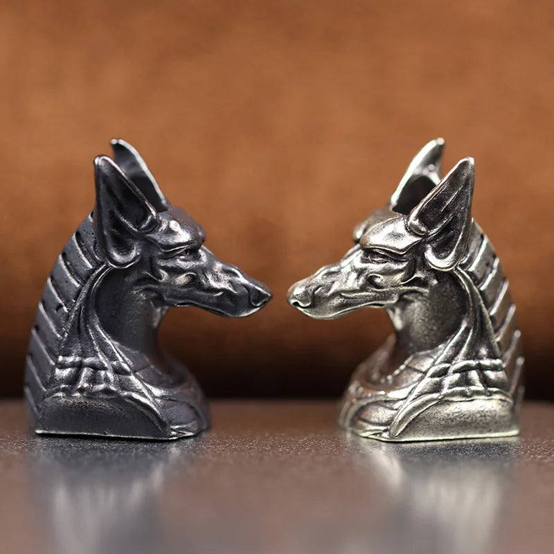 Ancient Egypt Death God Anubis Jackal Head Brass EDC Knife Beads DIY Paracord Woven Lanyard Pendants Jewelry Outdoor Accessories