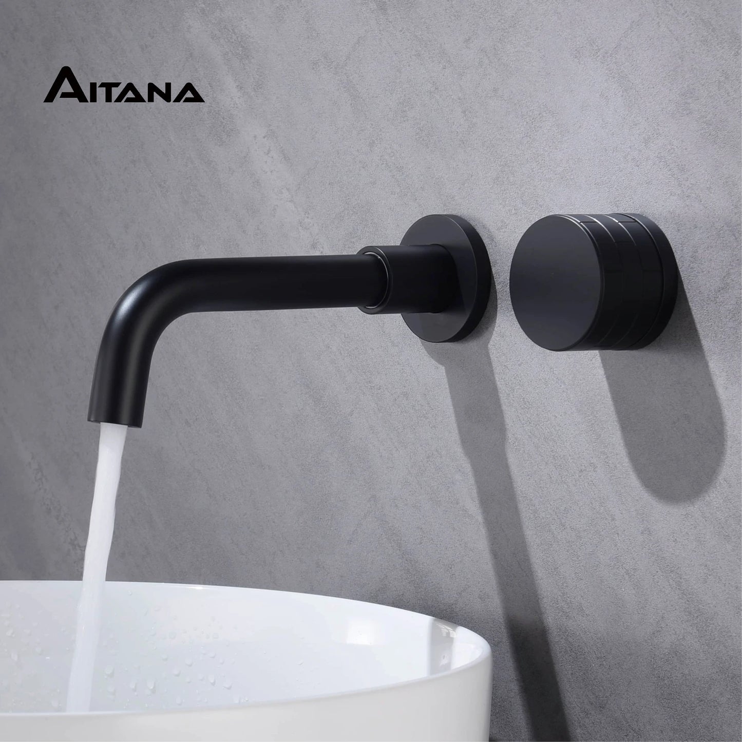 Luxury gun gray brass bathroom faucet single handle, 2-hole cold and hot dual-control wall-type design basin faucet