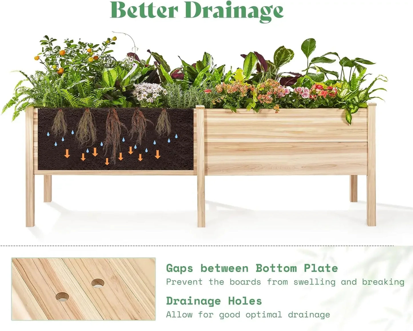 18 Inch Deep Wooden Raised Garden Planter  Raised Garden Bed with Legs Elevated Planter Box Elevated Garden Planters