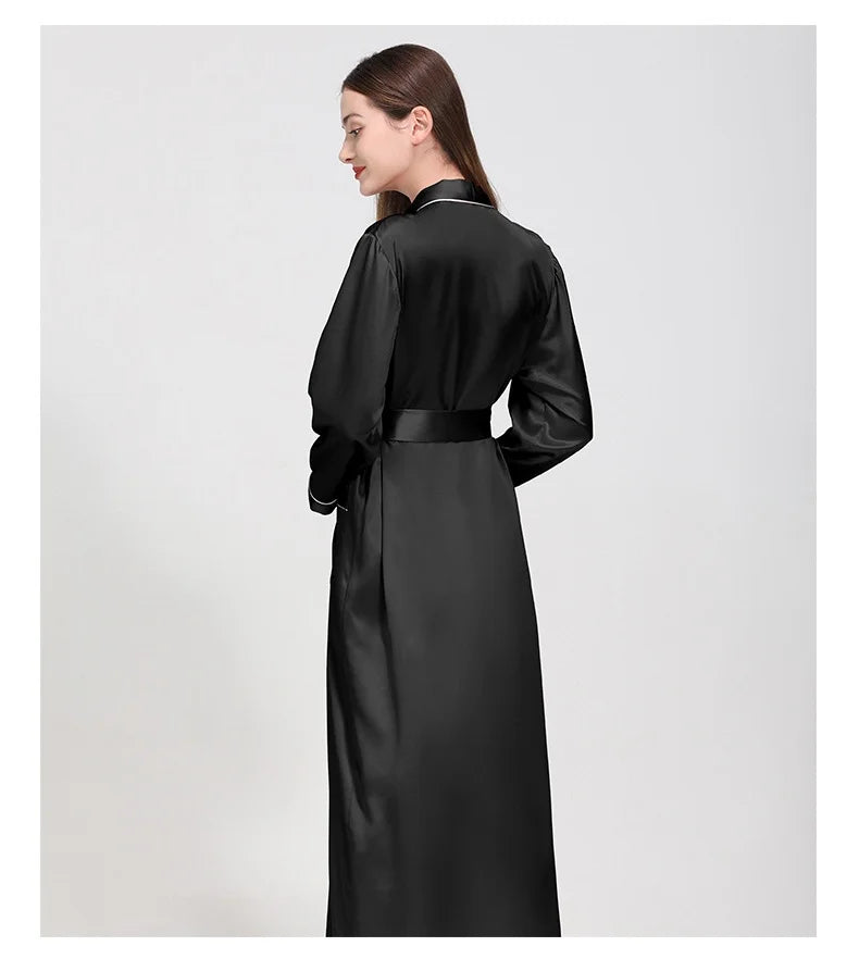 19Momme 100% Mulberry Silk Bridal Robe Soft Night Gown Belt Long Sleeve Luxury Dressing Gown Wedding Bathrobes Pure Silk Robe