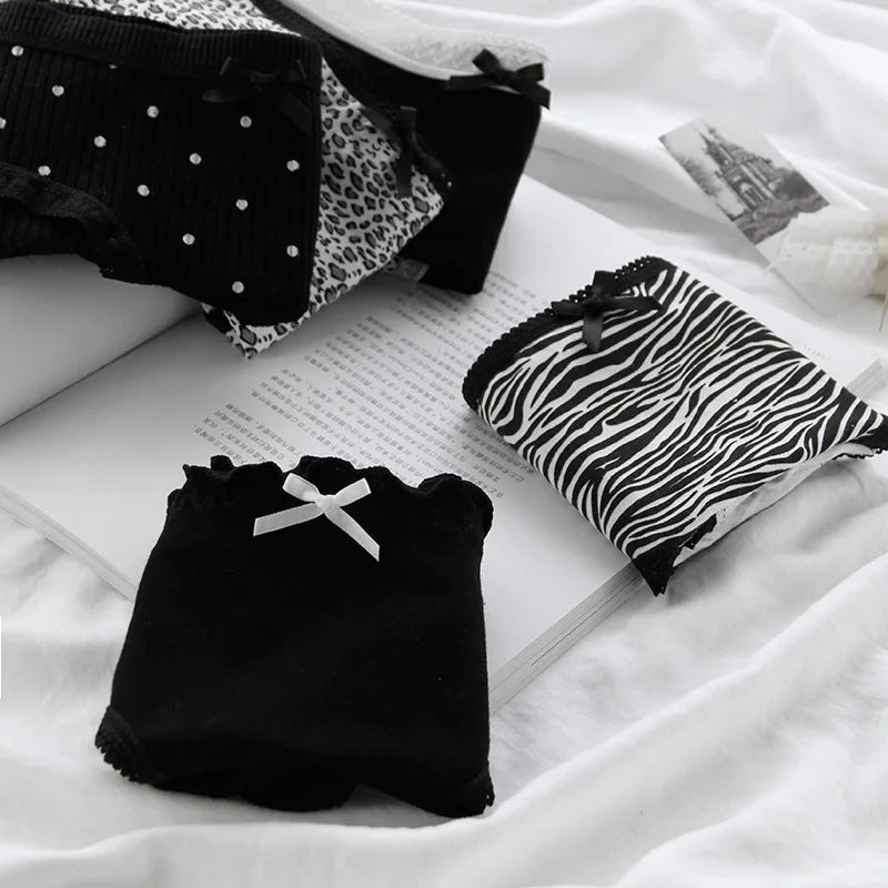 3Pcs/set Women Sexy Cotton Panties Underwear Seamless Soft Briefs Skin-Friendly Female Lingerie Mid-waist Black Underpants
