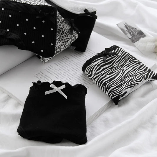3Pcs/set Women Sexy Cotton Panties Underwear Seamless Soft Briefs Skin-Friendly Female Lingerie Mid-waist Black Underpants