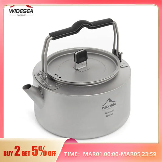 Widesea Camping Titanium Kettle Outdoor Tea Coffee Kettle Tableware Pot Supplies Tourist Dishes Hiking Cooking Equipment