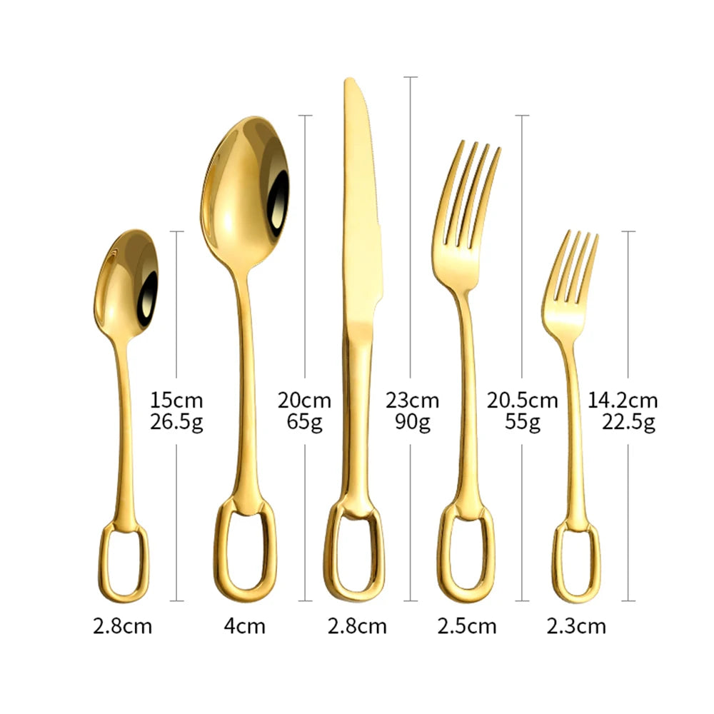 30Pcs Silver Luxury Fashion Cutlery Set 18/10 Stainless Steel Creativity Gift Hangable Flatware 304 Drop Shipping