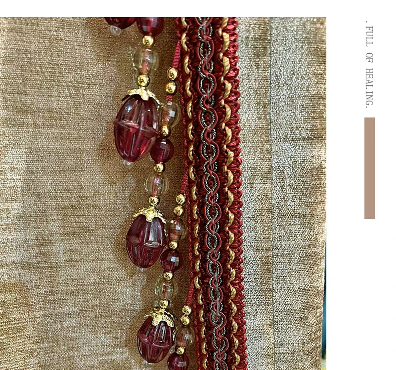 Red Gilded Jacquard Thickened Chenille Patched Curtains for Living Room Bedroom French Window Villa Customization Valance