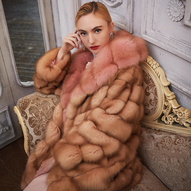 Women's Fur Coat 2223 Trend Natural Fur Long Mink Detachable Outerwear Jackets Trench Coats New In Outdoor Clothes Clothing Free