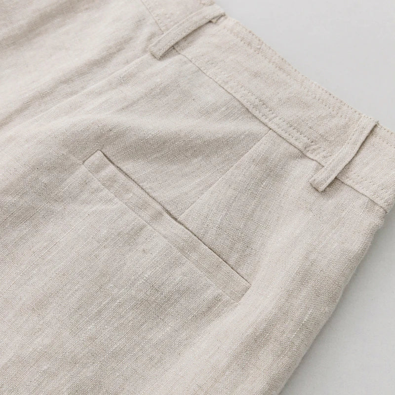 2024 Summer 100% Linen Women'S Shorts Casual High Waist Wide Leg Button Up Elegant Ol Short Pants Femme