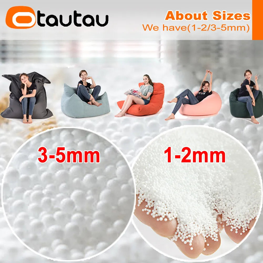 OTAUTAU 150/180/210/240L EPS Ball Filler for 2/3ft Beanbag Pouf 1-3-5mm Polyester Pillow Cushion Bean Bag Chair Snow Scene TCLZ1