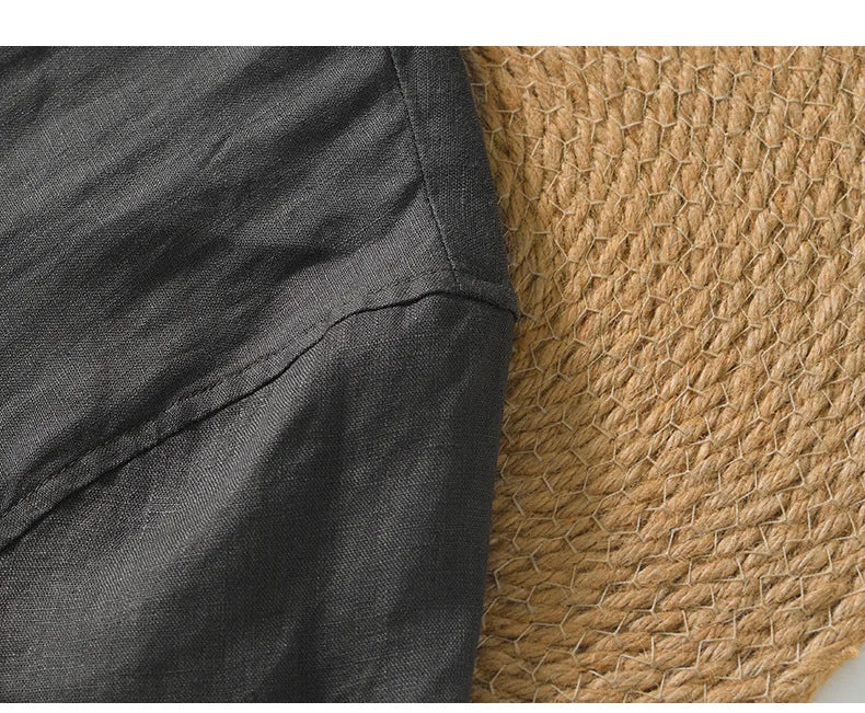 Summer New 100% Linen Short Sleeve T Shirt for Men Casual Thin Solid Color Slim Men Clothing BL998