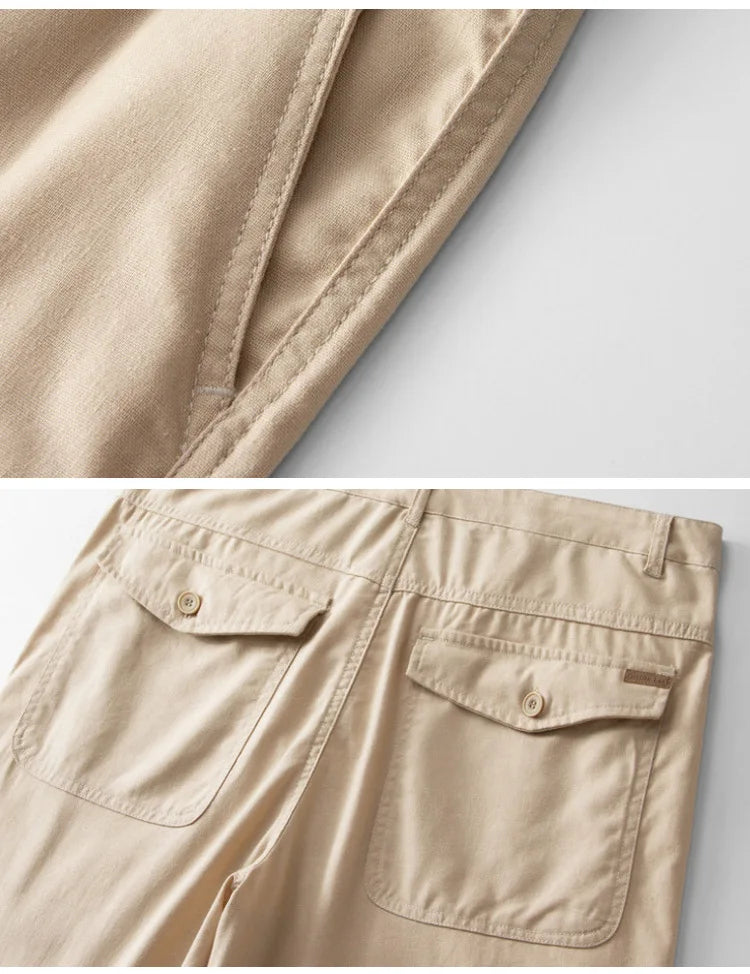 Summer Fashion Men Cotton Linen Shorts Beach Holiday Solid Color Fresh China Style Thin Casual Loose Half Length Straight Pants