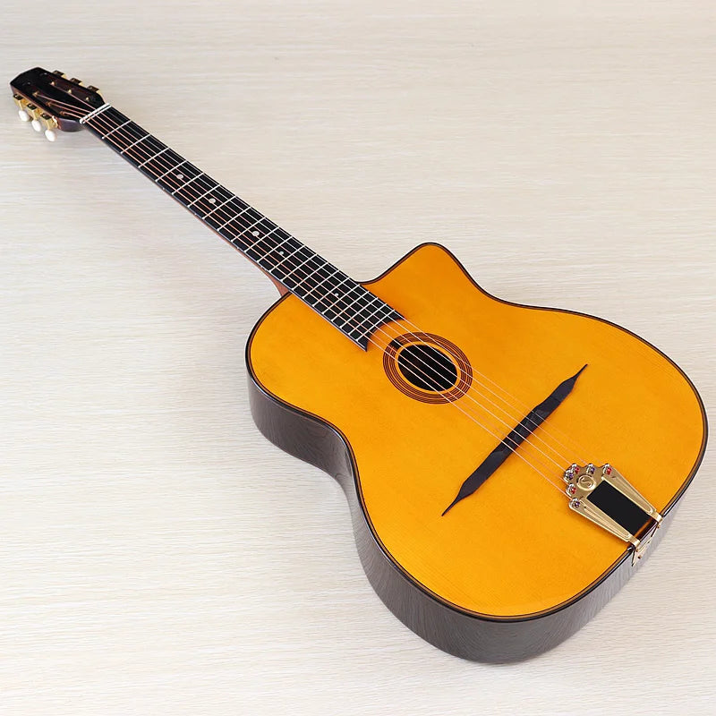 41 Inch Django Guitar Spruce Wood Top Gypsy Swing Acoustic Guitar Natural High Gloss Finish 6 String Folk Guitar Jango