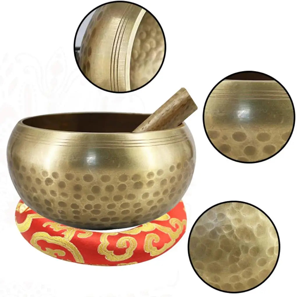 Tibetan Singing Bowl Set Buddha Sound Bowl Nepal Handmade Meditation Chanting Bowl for Healing and Mindfulness