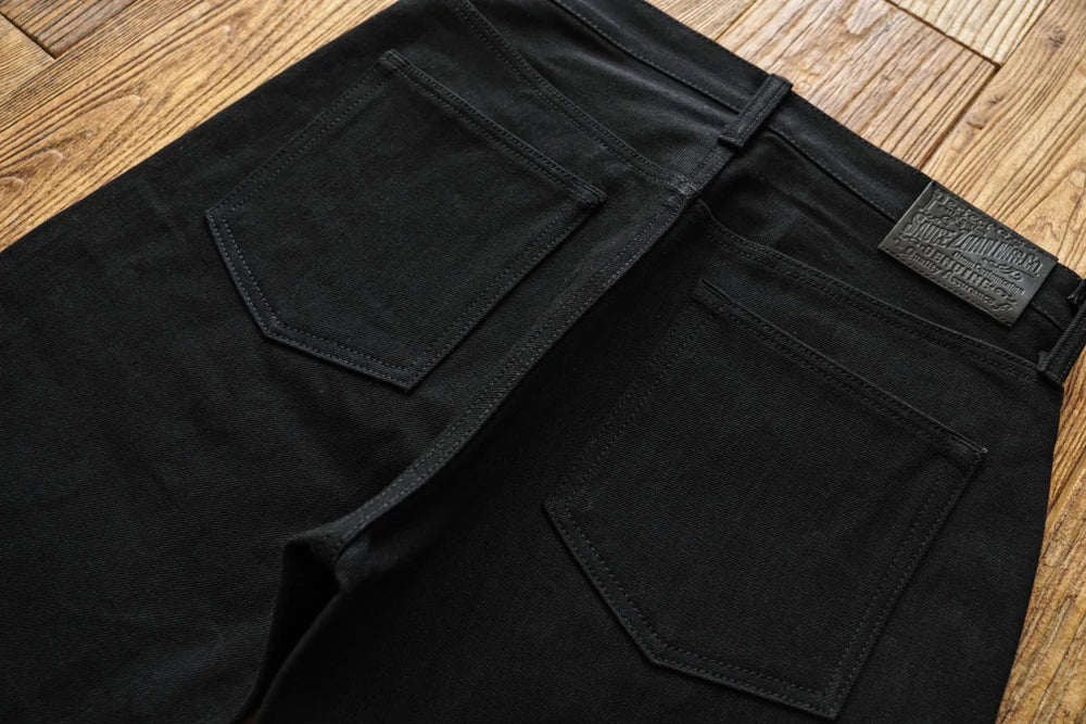 Sauce Zhan SZ6601-BL Mens Jeans Black Jeans Double-sided Dyeing Sanforized Selvedge Denim Jeans  16 Oz Regular Fit