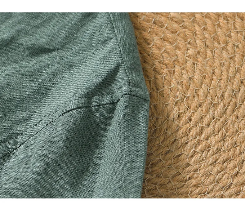 Summer New 100% Linen Short Sleeve T Shirt for Men Casual Thin Solid Color Slim Men Clothing BL998