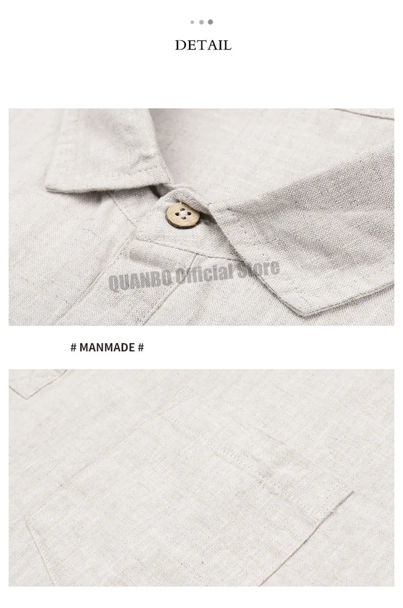 100% Linen Men Summer Shirts 2022 New Men's Fashion Comfortable Breathable Casual Classic Korean Pullover