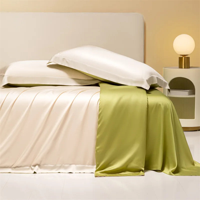160 Lenzing Tencel four-piece Tencel summer solid color high-grade ice silk bed sheet quilt cover bedding
