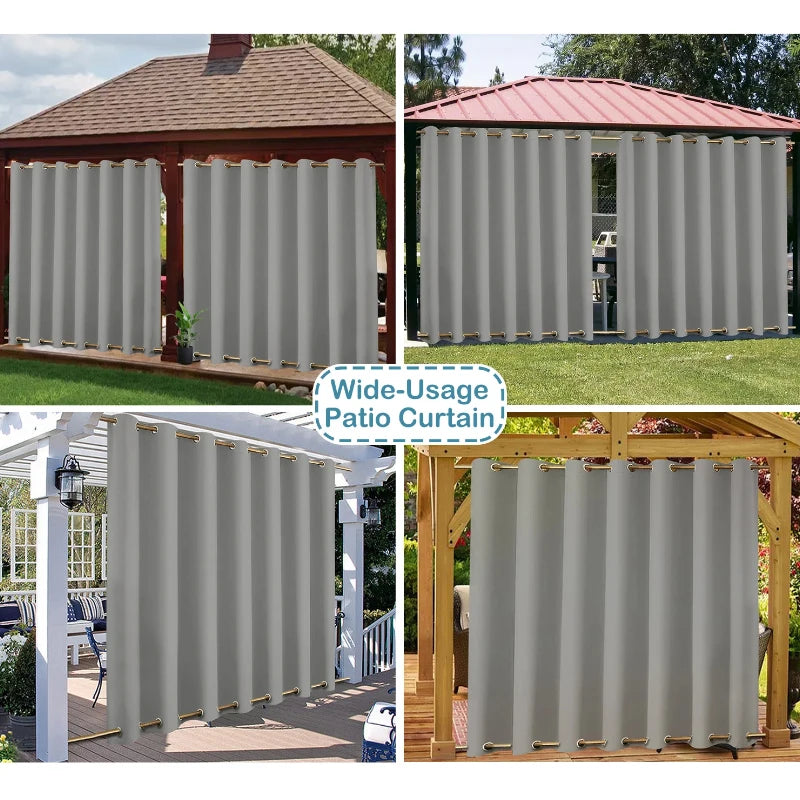 Top And Bottom Grommets Outdoors Waterproof Windproof Curtains Extra Large Graden Balcony Window Drapes