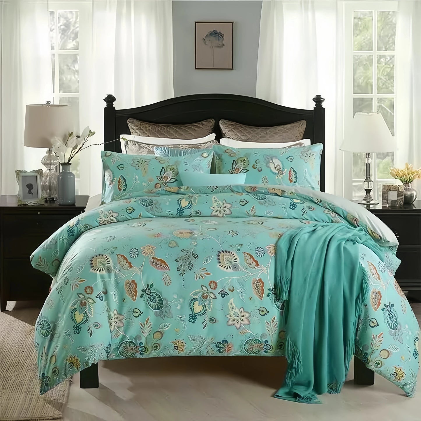 Duvet Cover Pillowcases Set,  600 TC, 100% Egyptian Cotton,  Printed and Solid Colors, US, UK Size,  Customize