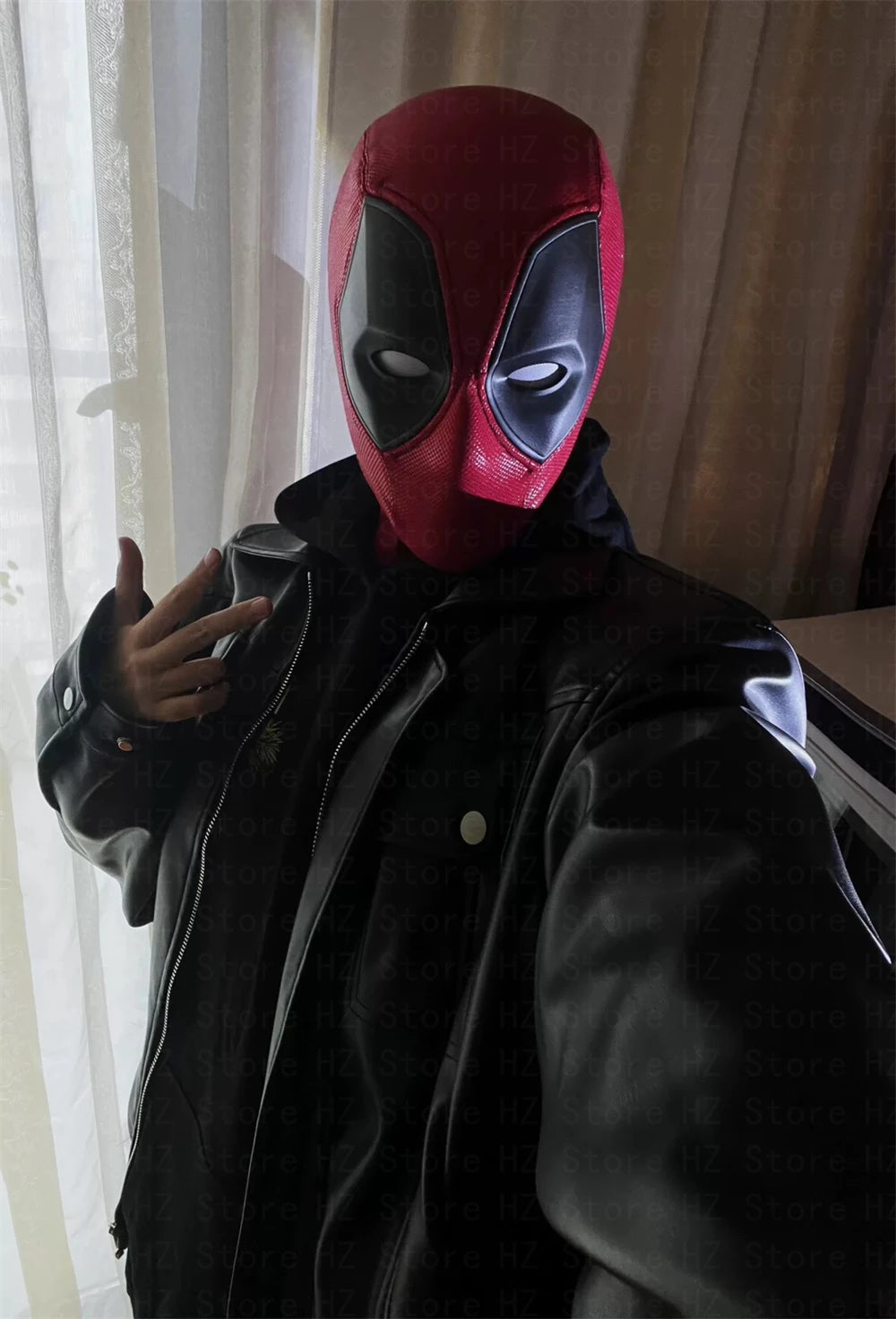 Marvel Deadpool Mask with 3D Screen Printed Fabric & 1 Pair of Magnetic Normal Eyes Halloween Cosplay Costume for Birthday Gift